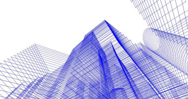 Arkaplanda mimari bina 3d illüstrasyon