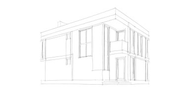 Arkaplanda mimari bina 3d illüstrasyon