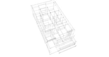 Arkaplanda mimari bina 3d illüstrasyon