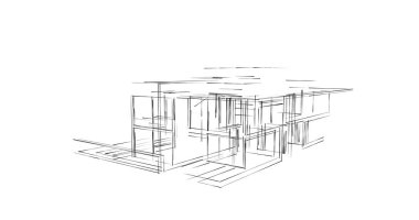 Mimari sanat konseptinde soyut çizgiler, minimum geometrik şekiller. 