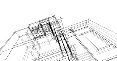 Arkaplanda mimari bina 3d illüstrasyon