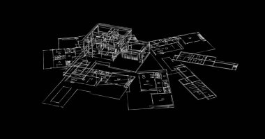 Mimari sanat konseptinde soyut çizgiler, minimum geometrik şekiller. 