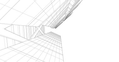 Arkaplanda mimari bina 3d illüstrasyon