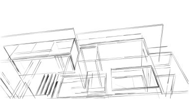 Mimari sanat konseptinde soyut çizgiler, minimum geometrik şekiller. 