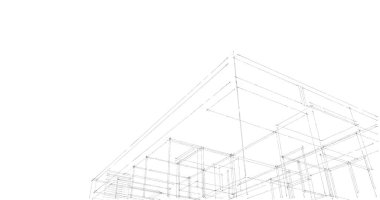 Arkaplanda mimari bina 3d illüstrasyon