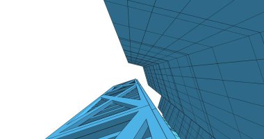 Arkaplanda mimari bina 3d illüstrasyon