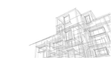 Mimari sanat konseptinde soyut çizgiler, minimum geometrik şekiller. 