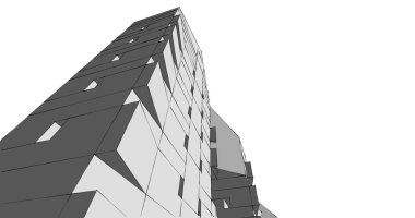 Arkaplanda mimari bina 3d illüstrasyon,