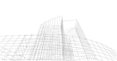 Mimari sanat konseptinde soyut çizgiler, minimum geometrik şekiller. 