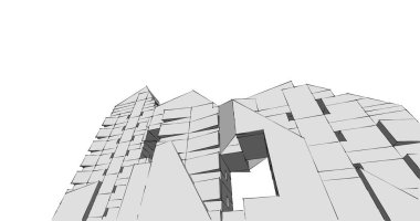 Arkaplanda mimari bina 3d illüstrasyon,