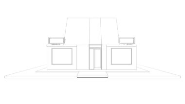 Arkaplanda mimari bina 3d illüstrasyon