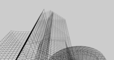 Mimari sanat konseptinde soyut çizgiler, minimum geometrik şekiller. 