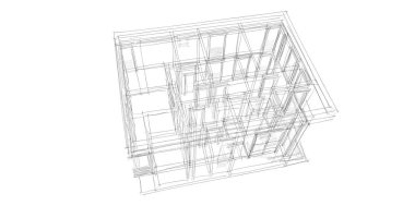 Arkaplanda mimari bina 3d illüstrasyon