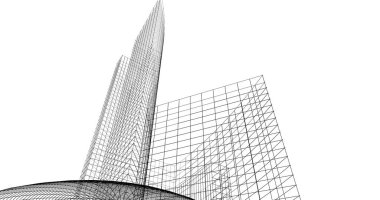 Mimari sanat konseptinde soyut çizgiler, minimum geometrik şekiller. 