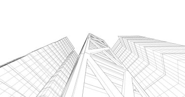 Arkaplanda mimari bina 3d illüstrasyon