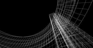 Mimari sanat konseptinde soyut çizgiler, minimum geometrik şekiller. 