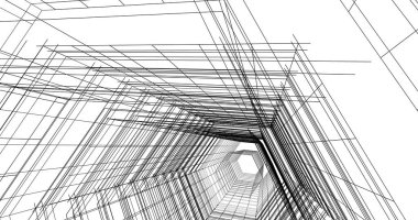 Arkaplanda mimari bina 3d illüstrasyon