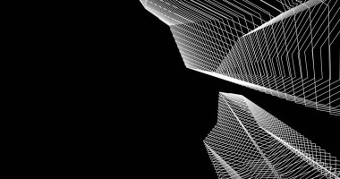 Mimari sanat konseptinde soyut çizgiler, minimum geometrik şekiller. 