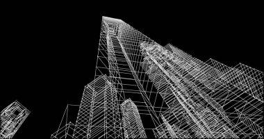 Mimari sanat konseptinde soyut çizgiler, minimum geometrik şekiller. 