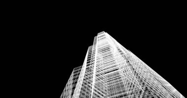 Arkaplanda mimari bina 3d illüstrasyon