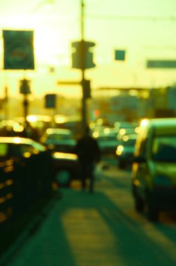 Bulanık şehir. Renkli soyut arkaplan