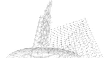 Mimari sanat konseptinde soyut çizgiler, minimum geometrik şekiller. 