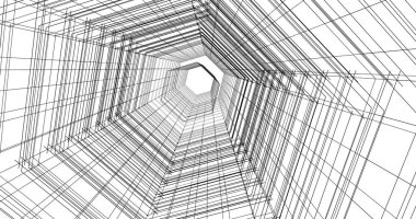 Arkaplanda mimari bina 3d illüstrasyon