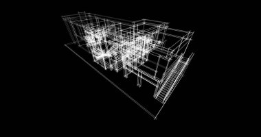Arkaplanda mimari bina 3d illüstrasyon