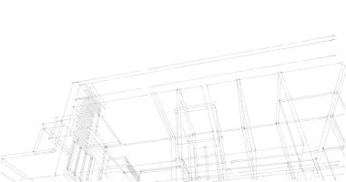 Arkaplanda mimari bina 3d illüstrasyon