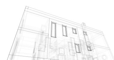 Mimari sanat konseptinde soyut çizgiler, minimum geometrik şekiller. 