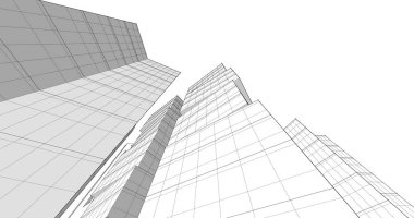 Arkaplanda mimari bina 3d illüstrasyon