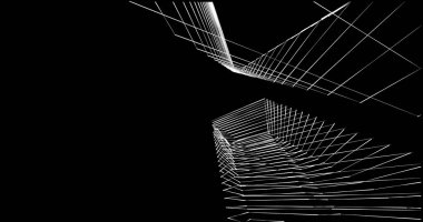 Mimari sanat konseptinde soyut çizgiler, minimum geometrik şekiller. 