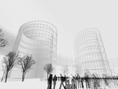 soyut mimari duvar kağıdı tasarımı, dijital konsept arkaplan