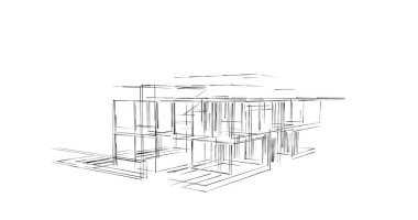 Mimari sanat konseptinde soyut çizgiler, minimum geometrik şekiller. 