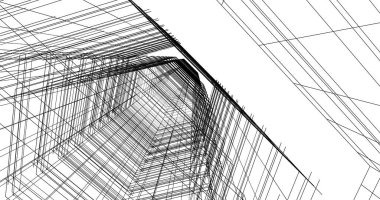 Arkaplanda mimari bina 3d illüstrasyon