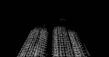 Mimari sanat konseptinde soyut çizgiler, minimum geometrik şekiller. 