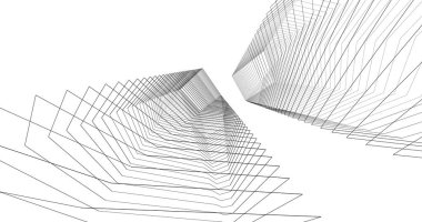 Mimari sanat konseptinde soyut çizgiler, minimum geometrik şekiller. 