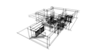 Mimari sanat konseptinde soyut çizgiler, minimum geometrik şekiller. 
