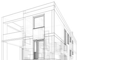 Mimari sanat konseptinde soyut çizgiler, minimum geometrik şekiller. 