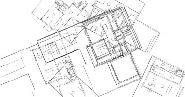 Mimari sanat konseptinde soyut çizgiler, minimum geometrik şekiller. 