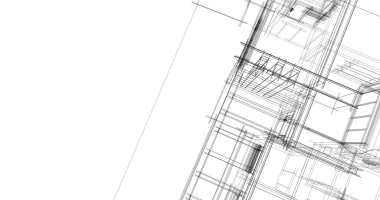 Mimari sanat konseptinde soyut çizgiler, minimum geometrik şekiller. 