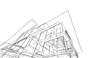Mimari sanat konseptinde soyut çizgiler, minimum geometrik şekiller. 