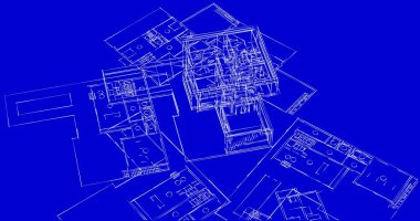Mimari sanat konseptinde soyut çizgiler, minimum geometrik şekiller. 