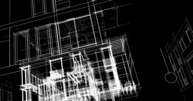 Mimari sanat konseptinde soyut çizgiler, minimum geometrik şekiller. 