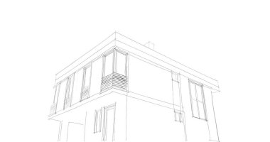 Arkaplanda mimari bina 3d illüstrasyon