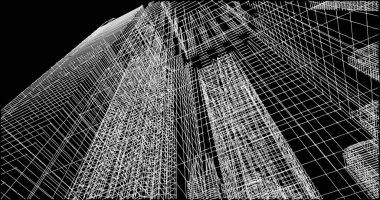 Mimari sanat konseptinde soyut çizgiler, minimum geometrik şekiller. 