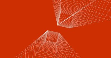 Mimari sanat konseptinde soyut çizgiler, minimum geometrik şekiller. 