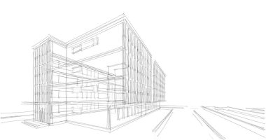 Mimari sanat konseptinde soyut çizgiler, minimum geometrik şekiller. 