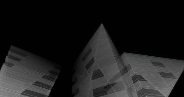 Mimari sanat konseptinde soyut çizgiler, minimum geometrik şekiller. 