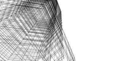 Arkaplanda mimari bina 3d illüstrasyon